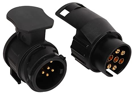 Taidda Adaptador de Enchufe para Remolque, Conexión Estable para Remolque, Juego Convertidor de 7 a 13 Pines para Vehículos Recreativos, ABS+Cobre Negro, 2 uds.