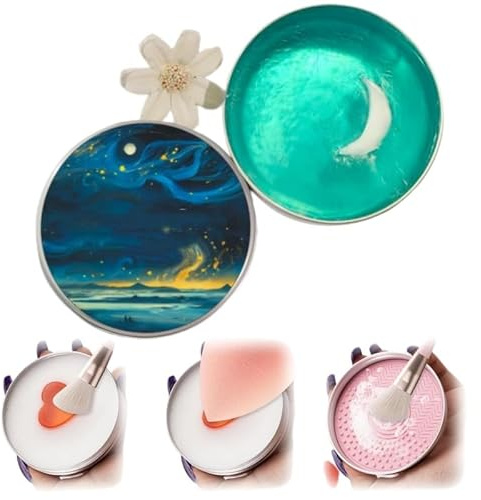 Jabón para brochas de maquillaje, almohadilla de limpieza de brochas de maquillaje de silicona con jabón, limpiador de brochas de maquillaje, limpiador cosmético para brochas y esponjas, fácil de