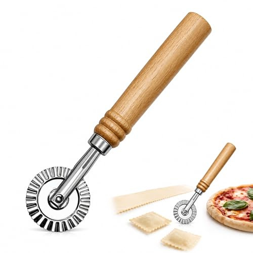 UMEGMBX Pasta Cutter Wheel Ravioli Cutter Wheel with Roller Pizza Cutter Wheel Dumpling Lace Making Zinc Alloy Noodle Making Cutter for Kitchen