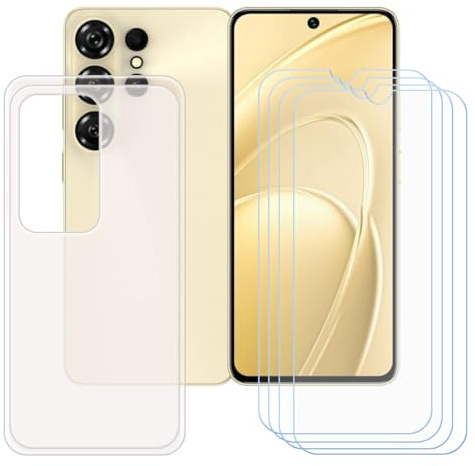 CongJiaLingXi Funda para Oukitel C26 (6.63) + Screen Protector, Translúcido Suave Silicona Caso + [4 Piezas] Cristal Templado Film Vidrio.
