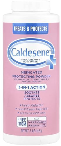 Caldesene Medicated Protecting Powder with Zinc Oxide & Cornstarch-Talc Free, 5 Ounce (2 Pack)