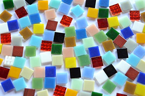 Bazare Masud e.K. 500 Gramm Glas Mosaiksteine 1,5x1,5 cm Buntmix ca. 330 St.