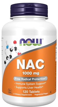 NOW Foods Supplements, NAC (N-Acetyl-Cysteine) 1,000 mg, Free Radical Protection*, 120 Tablets
