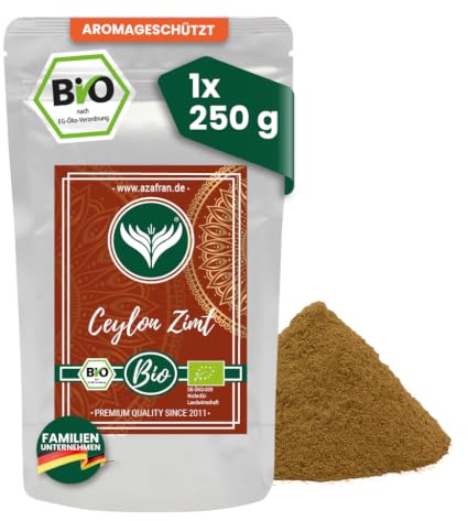 Azafran BIO Ceylon Zimt gemahlen geringes Cumarin aus Sri Lanka 250g | Fein-warmes Backaroma