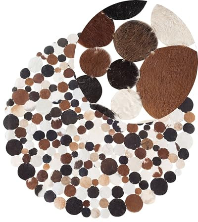 Beliani Kurzhaarteppich Kuhfell aus kreisförmigen Stücken bunt braun rund Sorgun ø 140 cm