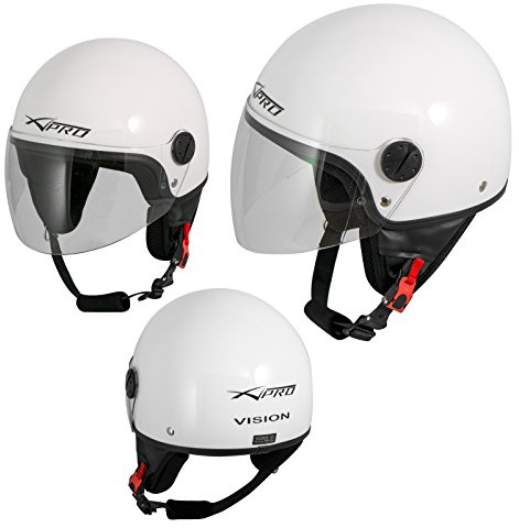 Casco Jet Demi Scooter Moto Omologato ECE 22 Visiera Antigraffio Bianco XS