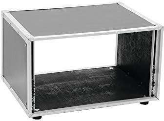 Roadinger Effektrack Studio 4HE | Effektrack für 483-mm-Geräte (19) | Einseitig eingebaute Rackschienen | Aluminiumprofilrahmen (22 mm) mit abgerundeten Ecken | Vier große, stahlverstärkte Gummifüße