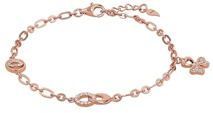 Amor Armband 925 Sterling Silber Damen Armschmuck, mit Zirkonia synth., 17+2 cm, Roséfarben, Kommt in Schmuck Geschenk Box,