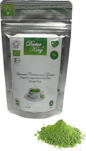 DOCTOR KING Supreme Ceremonial Grade Organic Japanese Matcha Green Tea | Top Grade: Ceremonial Grade AAA (The BEST Ceremonial Grade Matcha Available) | Made in Japan | Net Weight 30 g