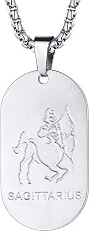 FaithHeart Sternzeichen Kette für Herren, Edelstahl Halskette mit Sternbild Anhänger, Punk Erkennungsmarke Anhänger für Geburtstag Weihnachten Valentinstag