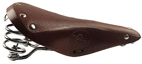 TentHome Herren Damen Fahrradsattel Leder Sattel Vintage Fahrrad Federsattel Classic Retro, Braun und Schwarz (Braun1)