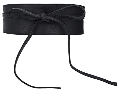 Gusti Gürtel Leder-Federica Damen und Herren Taillengürtel Breit Wickelgürtel zum Schnüren Hüftgürtel OBI schlichter Ledergürtel zum Binden Accessoires Schwarz Leder
