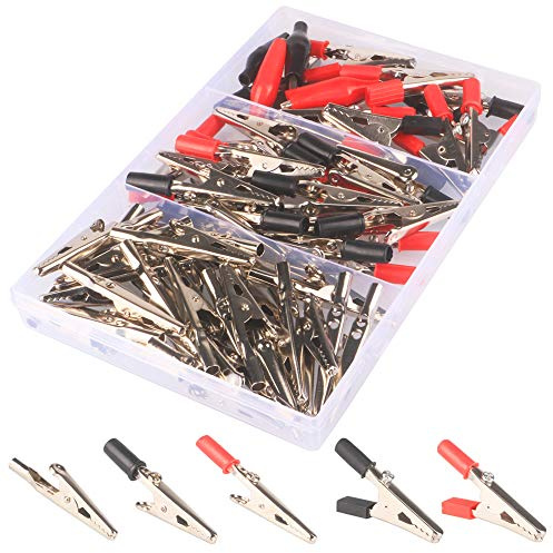 GTIWUNG 60Pcs Crocodile Clip, Pinzas de Clip de Cocodrilo, Clip Alligator Pinzas de Prueba de Metal Prueba por Electricista Trabajo, Clip de Metal Batería