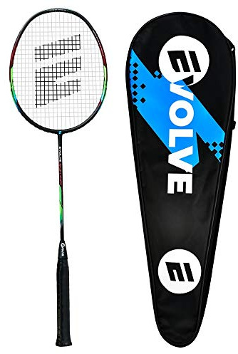 Evolve 3-84 Badmintonracket med högspänningssträng | 3U ultralätt 40T högmodulus grafit | professionell lätt racket med fodral för män, kvinnor (set med 1)