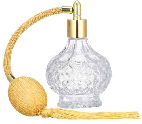 minkissy 80ML Vintage Perfume Atomiser Empty Perfume Spray Bottles Puffer Refillable Glass Fragrance Container for Women Travel