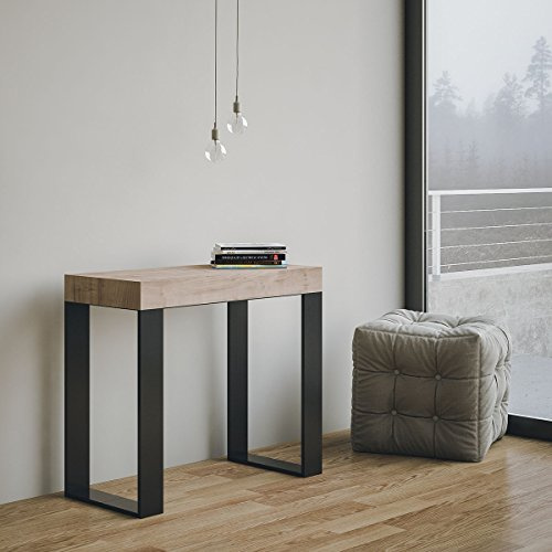 IMAGO FACTORY Tekna – Ausziehbare Konsole, Ausziehbarer Esstisch bis 300 cm, Esszimmertische B. 90 x H. 77 x T. 40, Platzsparende Konsole, Farbe Esche Natur, Made in Italy