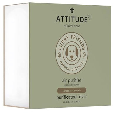 ATTITUDE Air Purifier with Activated Carbon Filter, Plant- and Mineral-Based Ingredients, Traps Pet Odors and Pollutants, Vegan, Lavender, 227 grams, 8 ounce