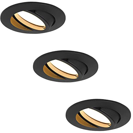 HCFEI Lot de 3 Spot Encastrable Complete Orientable Schwarz mat avec Dimmable Ampoule GU10 Module 5W 230V eq. 50W Lumiere Blanc Chaud 3000K