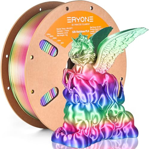ERYONE Ultra Shiny Silk PLA Filament voor 3D Druker, PLA Filament 1.75mm, +/- 0,03mm,1kg 1 Spule, Multicolor Rainbow Fast Color Gradient Silk, Süßigkeiten-Regenbogen