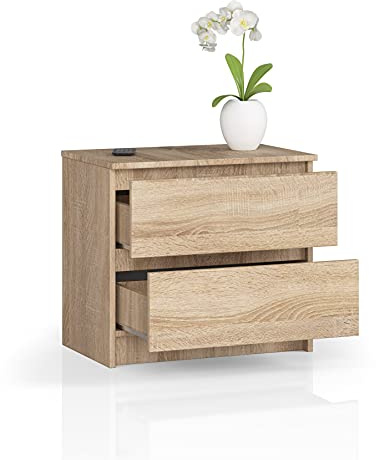 BDW Kommode mit 2 Schubladen, Sideboard, Multifunktionsschrank, Wohnzimmer, Schlafzimmer. Es Wird alle notwendigen Dinge aufnehmen. (Sonoma Eiche)