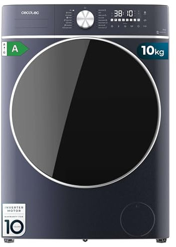 Cecotec Lavadora Secadora de 10Kg + 6Kg Carga Frontal Bolero Wash&Dry 10680 Inverter Ice Blue A. 1400RPM, 16 Programas, Motor Inverter Plus, Bajo Consumo, Vapor, OnSmart, Goma Antibacteriana