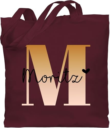 Baumwolltasche - Initialen - Name und Buchstabe I Geschenk Anfangsbuchstabe - Unisize - Bordeauxrot - personalisierter jutebeutel namens geschenke buchstaben m beutel kinder