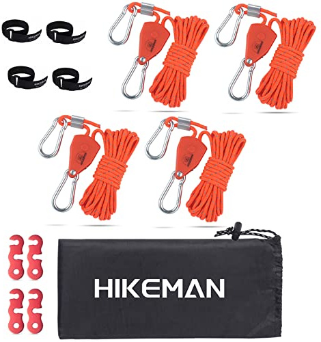 4 mm reflekterande spännrep – 4 m lätt spännkoppel tältsnöre med spännare, justering för tält tältpresenning camping (4 st orange)