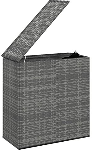 Homgoday Garten-Kissenbox PE Rattan 100x49x103,5 cm Grau Gartenmöbel Model317225