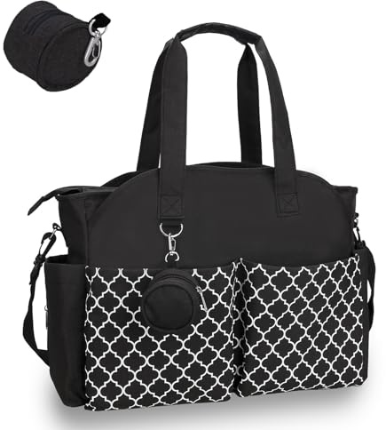 Bizcasa Sac à Langer pour Bébé, 13 poches, Rangements multiples, Sac à Couches de Voyage avec Bandoulière, Grande Capacité pour Maman et Papa (Noir)