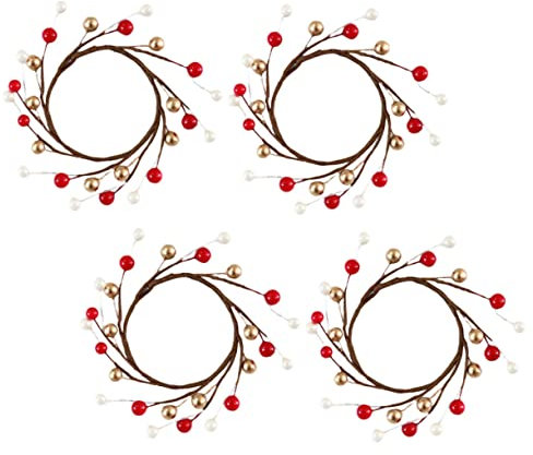TOPBATHY 12 STK Tischkranz Kerzenhalter künstliche blüten weihnachtsdeko hochzei Stechpalme Kerzenringe simulierter Kranz Girlande Weihnachtskranz gefälschter Beerenkranz Eisendraht