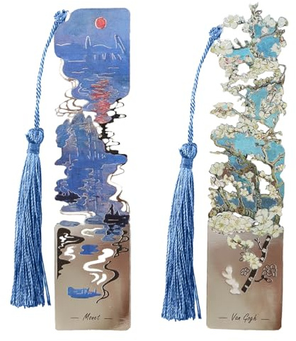 Sgbvzbd Metall-Lesezeichen, Mandelblüten und Impression Sunrise, 2 Stück, Metall