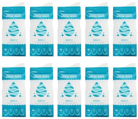 Urinbeutel für die Reise,Urinbeutel für Frauen - 10X auslaufsicherer Urinbeutel mit verschließendem Reißverschluss für die Reise | Ergonomische 800-ml-Außentoilette mit integrierter saugfähiger Unterl