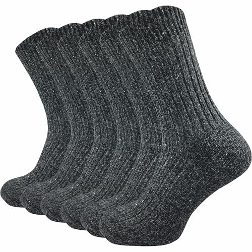 GAWILO Chaussettes norvégiennes chaudes homme en laine (6 paires) – Thermiques & respirantes – idéales hiver, bottes & randonnée (Noir, 43-46)