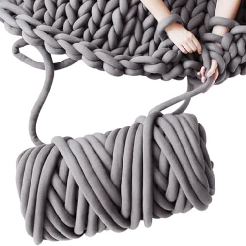 Armstricken Wolle 500g/25m, Chunky XXL Wolle zum Handstricken, Chunky Yarn Schlauchgarn Häkelwolle, Bulky Armstricken Isländische Wolle, für Anfänger,Decken,Tasche,Handstrickgarn (Hellgrau)