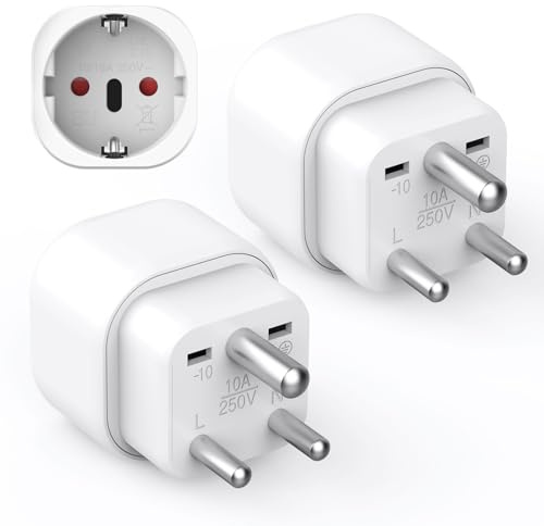 Clomnpe 2 Stück Reiseadapter Indien Adapter Deutschland Stecker, Reiseadapter Sri Lanka, Steckdosenadapter Typ D für EU zu Sri Lanka, Indien Nepal und mehr, Weiß