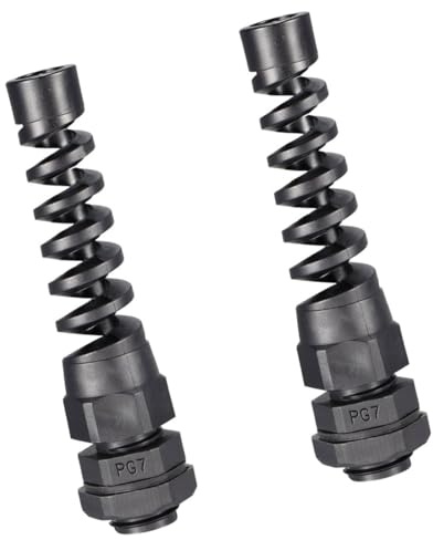 Unifizz 2 Pcs PG7 Cable Gland 3-6.5mm Wire Hole Waterproof Nylon Connector with Bend Protection and Locknut