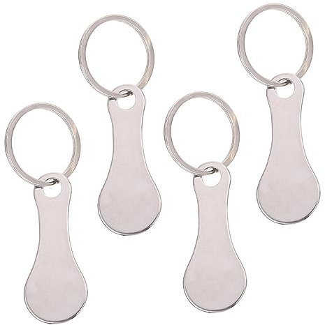 KAILIKETIY 4pezzi Gettoni Per Spesa Portatile in Acciaio Leggeri Ciondoli Portachiavi