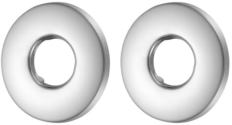 sourcing map 2 Pcs Shower Arm Flange, 0.8x2.1x0.2(21x54x6mm) Stainless Steel Round Escutcheon Plate, Wall Split Flange, Wall-Mounted Water Pipe Cover for Pipe, Silver