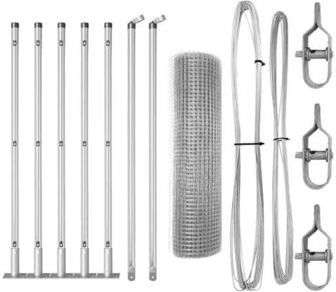 vidaXL Fence Post Silver 10 x 0.5 m (16 x 16 mm mesh) Steel, Garden and Terrace Fence Post, Durable Steel Barrier for Outdoor Security, Weatherproof and Powder-Coated Design