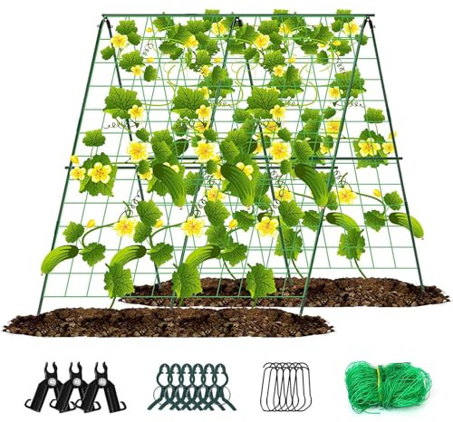 Gartengurken-Rankgitter – A-Rahmen-Spalier, Pflanzenstütze, 121,9 x 121,9 cm, A-Rahmen-Spalier | Gurkenpflanzen-Stützrahmen, Gurken-Rankhilfe für Outdoor-