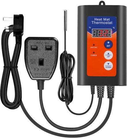 Digital Thermostat Controller, Precise Thermal Control of Seed Reproduction, Reptiles and Brewing Breeding Incubation Greenhouse with LED Display, 41-108°F, Plug & Play