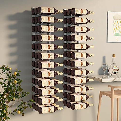 UJCHVHN Casier à vin mural pour 36 bouteilles, 2 pièces en fer blanc et casiers à vin de rangement