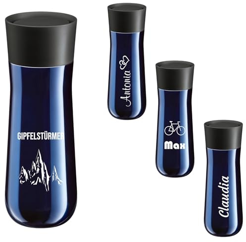 WMF Taza térmica Impuls con grabado personalizado – Taza térmica de 350 ml, apertura de 360°, taza de café para llevar, azul medianoche