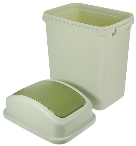 TOPPERFUN Papelera Grande con Tapa Abatible Plástico Resistente y Diseño Compacto para Cocina Baño y Salón Cubo Basura Capacidad Color Verde