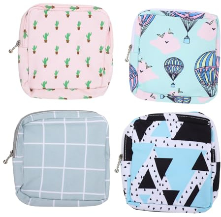 VICASKY 4pezzi Pochette Porta Assorbenti Piccole in Poliestere Chic e Stilose per Uso Indoor e Office, per Ragazze e Conservazione Igienica Periodo