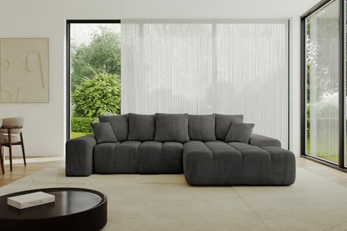 ALTDECOR Ecksofa mit Schlaffunktion L-Form ENSI-L 267x164x69 - Dunkelgrau | Corner Sofa Bett Eckcouch Couch Wohnlandschaft Cauchsofa