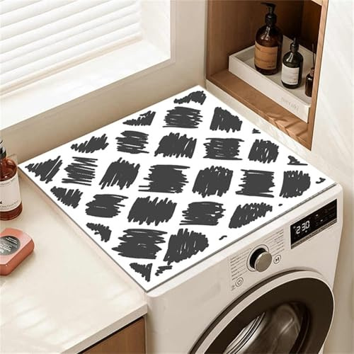 Highdi Rayures Simples Housse de Protection pour Machine à Laver Top,Coussin de Machine à Laver Antidérapant Housse de Machine à Laver pour Machine à Laver Ou Sèche-Linge (Gris Foncé,30x40cm)