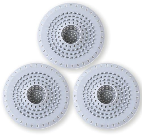 3Piezas Filtro de Baño de Silicona, Atrapa pelos Ducha,Tapa Desague Lavabo Baño Plegable,Rejilla Fregadero Cocina Siliconas Protector de Drenaje Colador de Drenaje para Pelos