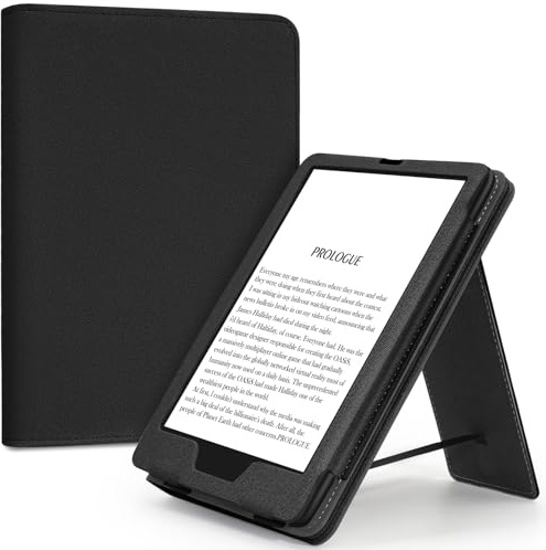 TXWLLIU Hülle für 7 Zoll Kindle Paperwhite 12. Generation 2024 und Kindle Colorsoft Signature Edition 2024, mit Ständer, Handschlaufe und Kartenfach, Automatischer Schlaf-/Weckfunktion, Schwarz