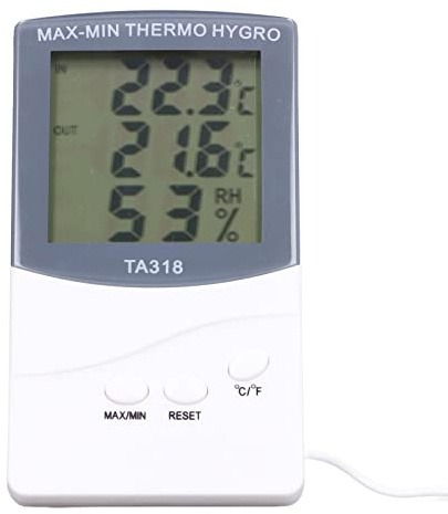 Fockety Kompakt inomhus- och Utomhustermometer, Hygrometer med Sond, Modern Typ för Hemmabruk, Temperaturområde -50 Till 70 ℃, Portabel Minitermometer för inomhus och Utomhusaktiviteter